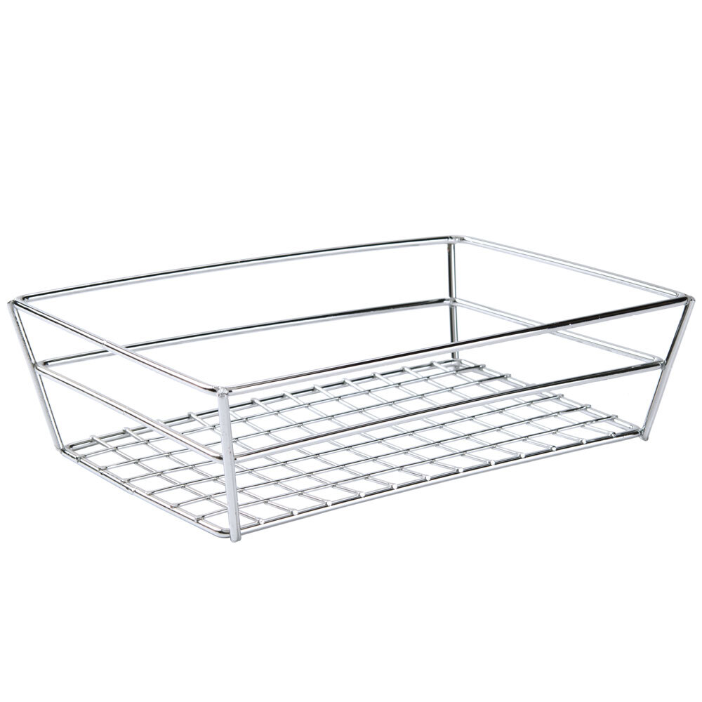 American Metalcraft RMB59C Chrome Rectangular Small Grid Basket - 9" x 6" x 2 1/2"