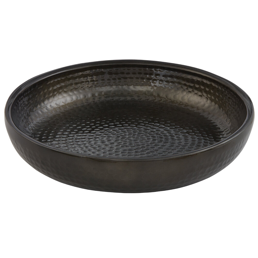 American Metalcraft ADSEAB12 12" Round Black Double Wall Hammered Aluminum Seafood Tray