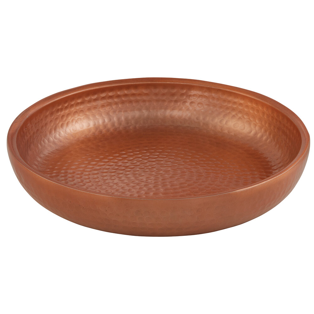 American Metalcraft ADSEAC14 14" Round Copper Double Wall Hammered Aluminum Seafood Tray