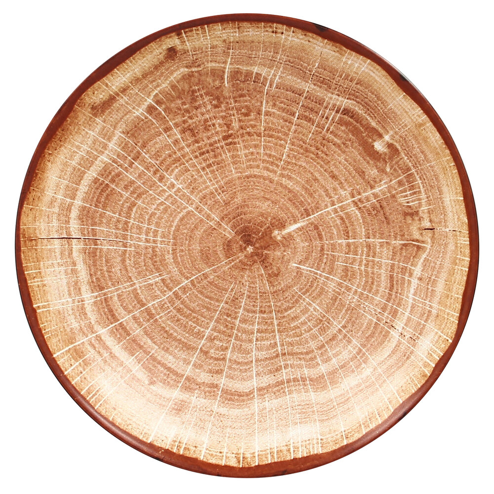 RAK Porcelain WDNNDP23TB Woodart 9 1/8" Timber Brown Porcelain Deep Coupe Plate - 12/Case