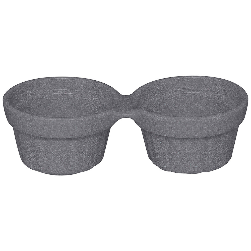 RAK Porcelain CFDR02GY Chef's Fusion 1 oz. Stone Gray Porcelain Double Ramekin - 12/Case