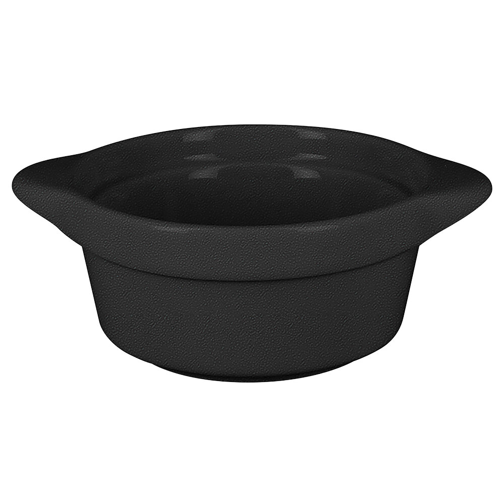 RAK Porcelain CFRD09BKBD Chef's Fusion 3.8 oz. Volcano Black Porcelain Mini Cocotte - 12/Case