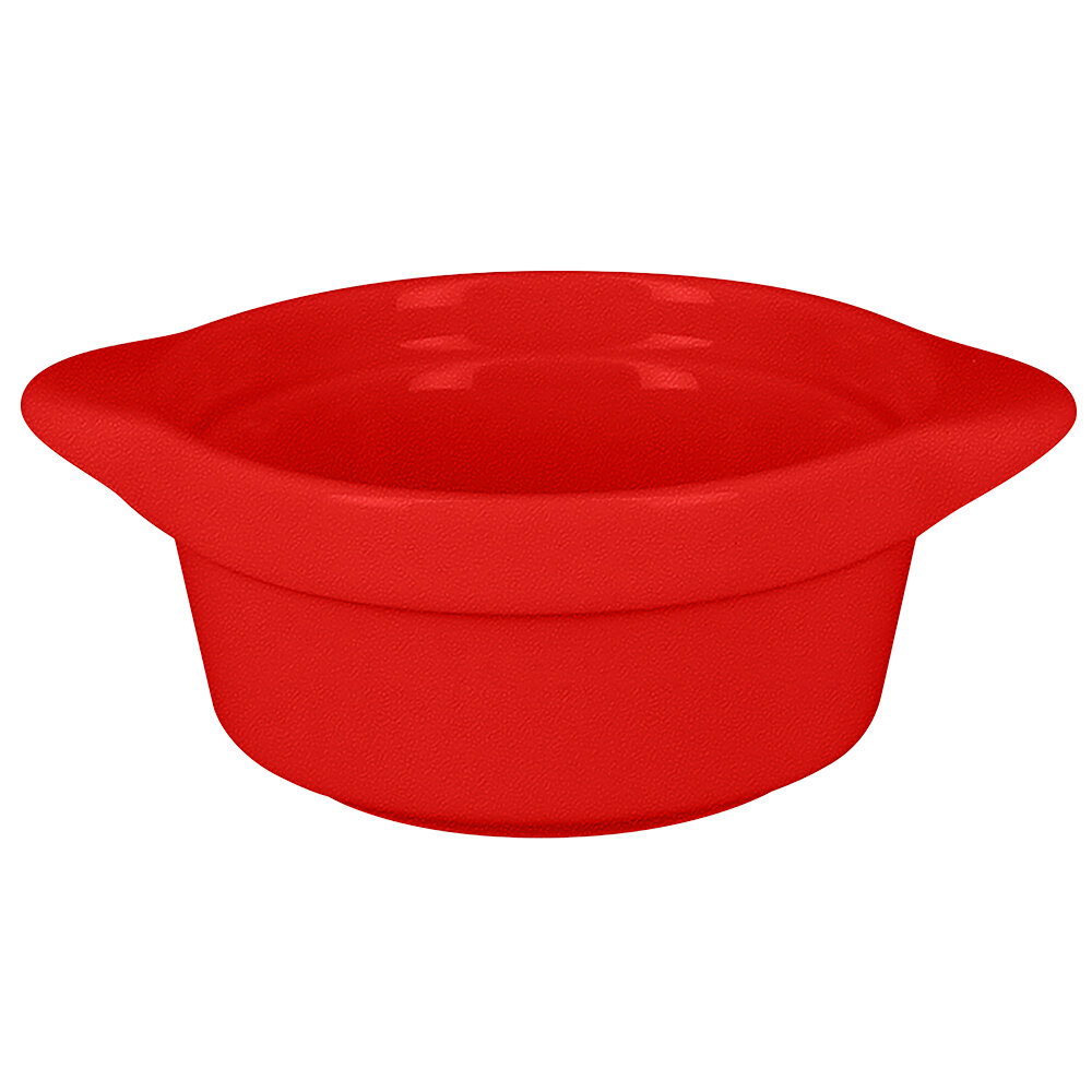 RAK Porcelain CFRD09BRBD Chef's Fusion 3.8 oz. Ember Red Porcelain Mini Cocotte - 12/Case