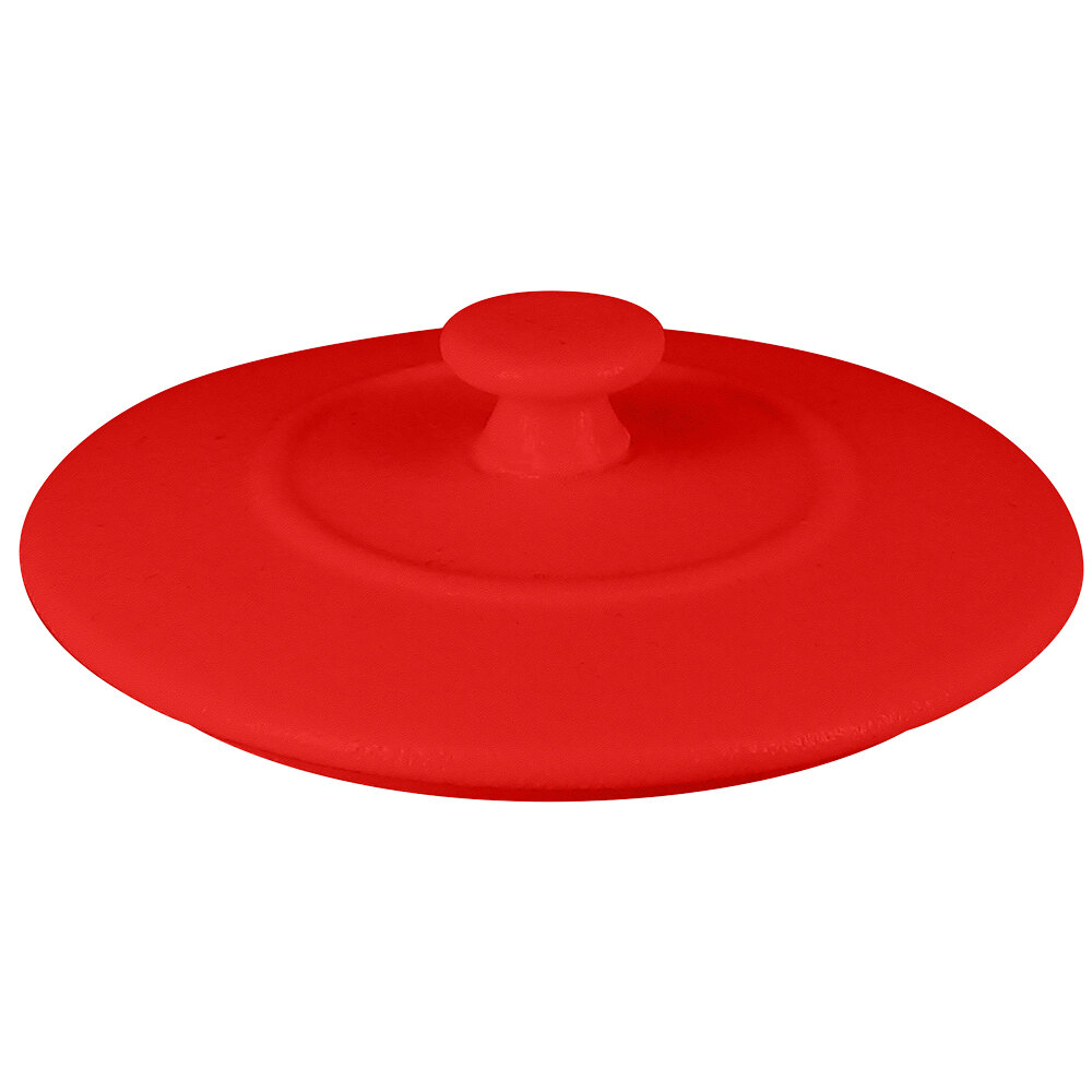 RAK Porcelain CFRD10BRLD Chef's Fusion 4" x 11/16" Ember Red Porcelain Cocotte Lid - 12/Case