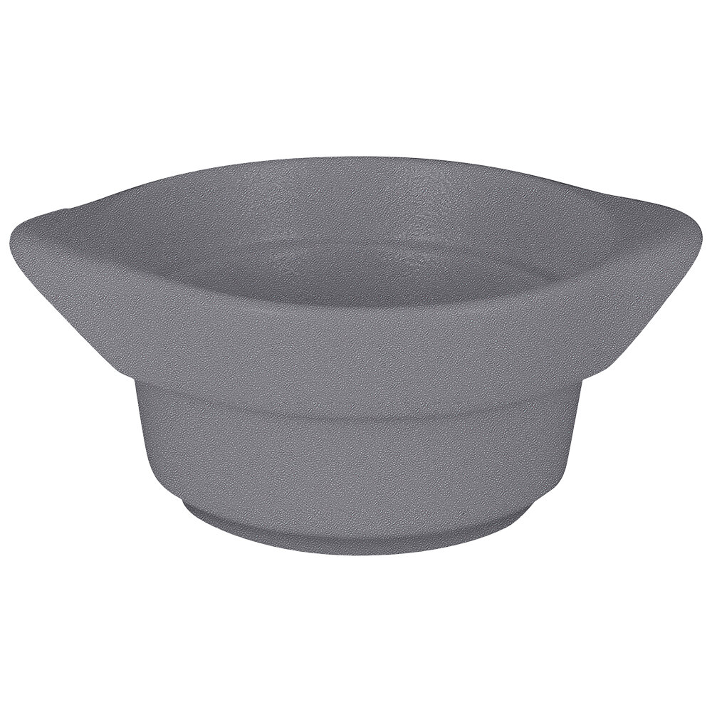 RAK Porcelain CFRD10GYBD Chef's Fusion 7.3 oz. Stone Gray Round Porcelain Cocotte - 12/Case