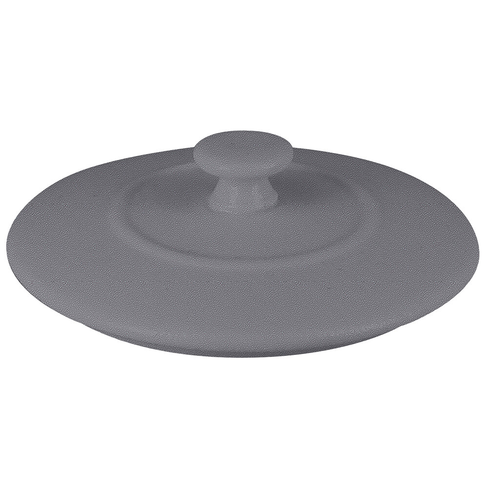 RAK Porcelain CFRD10GYLD Chef's Fusion 4" x 11/16" Stone Gray Porcelain Cocotte Lid - 12/Case