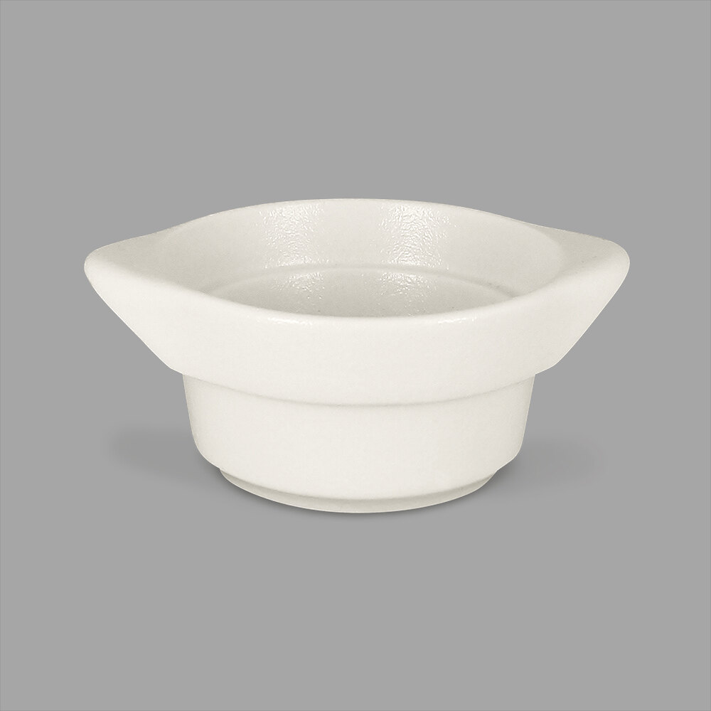 RAK Porcelain CFRD10WHBD Chef's Fusion 7.3 oz. Sand White Round Porcelain Cocotte - 12/Case