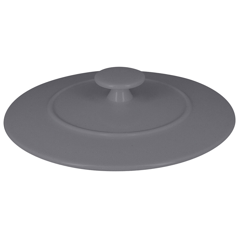RAK Porcelain CFRD16GYLD Chef's Fusion 6 3/8" x 1 1/8" Stone Gray Porcelain Cocotte Lid - 6/Case