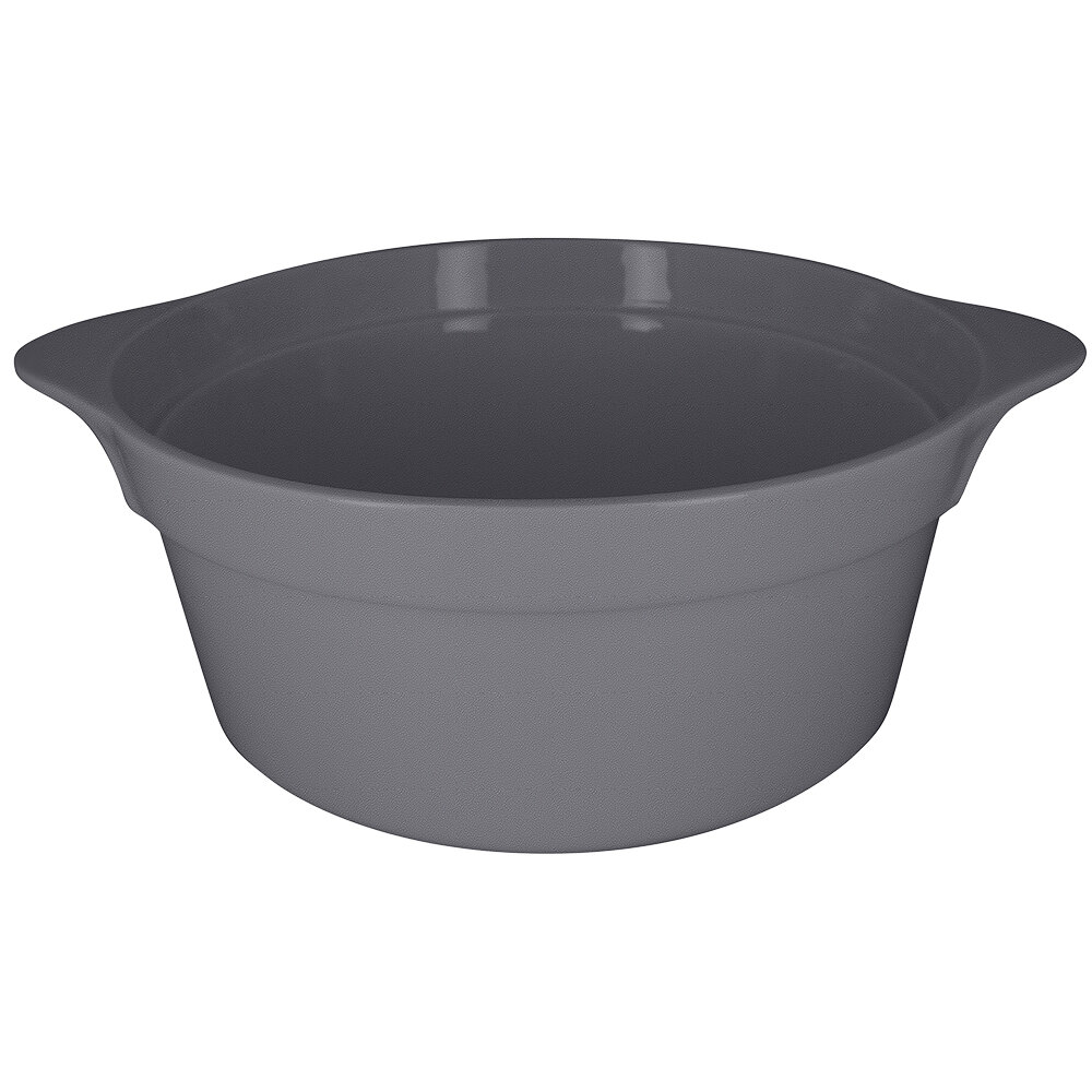 RAK Porcelain CFRD28GYBD Chef's Fusion 155.6 oz. Stone Gray Round Porcelain Cocotte