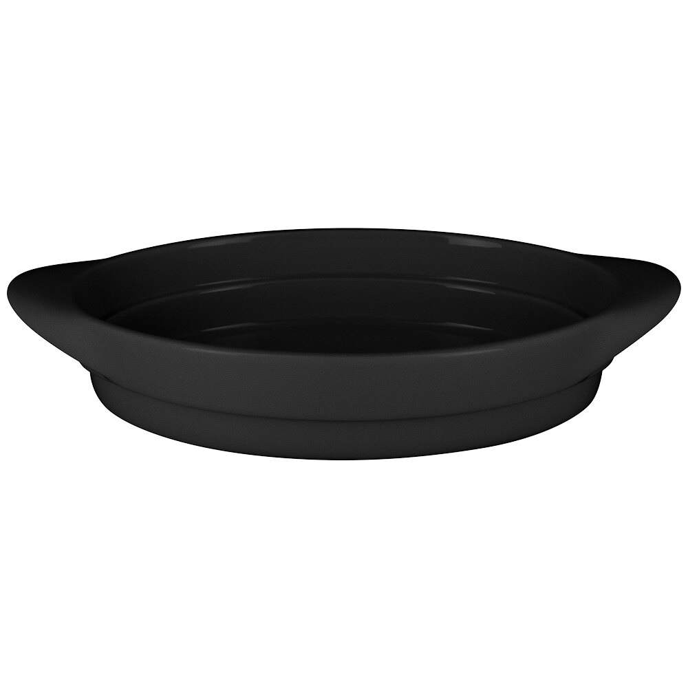 RAK Porcelain CFOD31BKBD Chef's Fusion 10" Volcano Black Oval Serving Dish - 3/Case