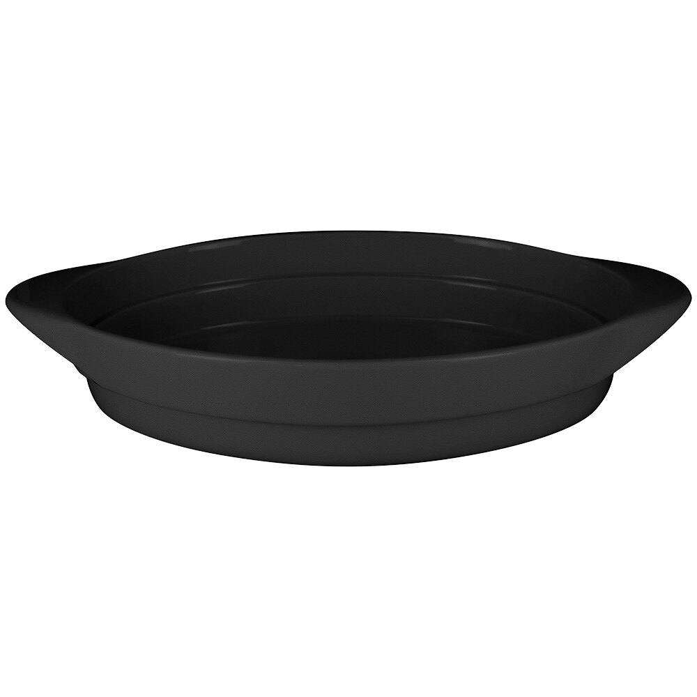 RAK Porcelain CFOD37BKBD Chef's Fusion 11 13/16" Volcano Black Oval Serving Dish - 3/Case