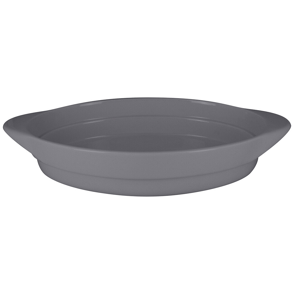 RAK Porcelain CFOD37GYBD Chef's Fusion 11 13/16" Stone Gray Oval Serving Dish - 3/Case