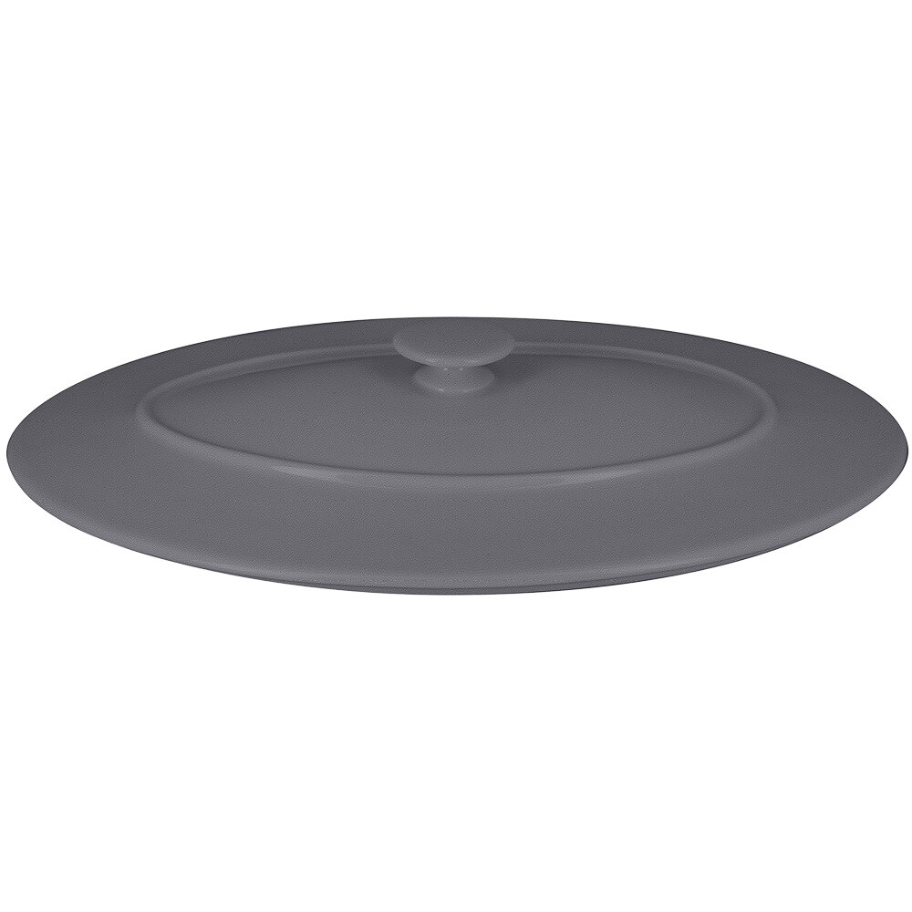 RAK Porcelain CFOD37GYLD Chef's Fusion 12 3/16" Stone Gray Oval Porcelain Lid - 3/Case