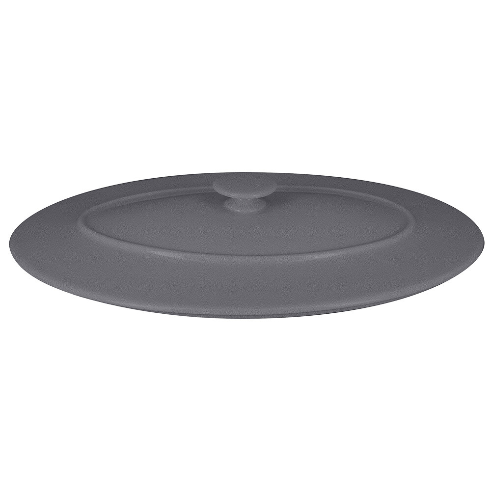 RAK Porcelain CFOD44GYLD Chef's Fusion 14 5/8" Stone Gray Oval Porcelain Lid - 3/Case