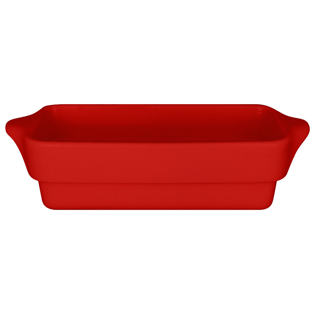 RAK Porcelain CFRT20BRBD Chef's Fusion 26.7 oz. Ember Red Rectangular Porcelain Tureen - 3/Case