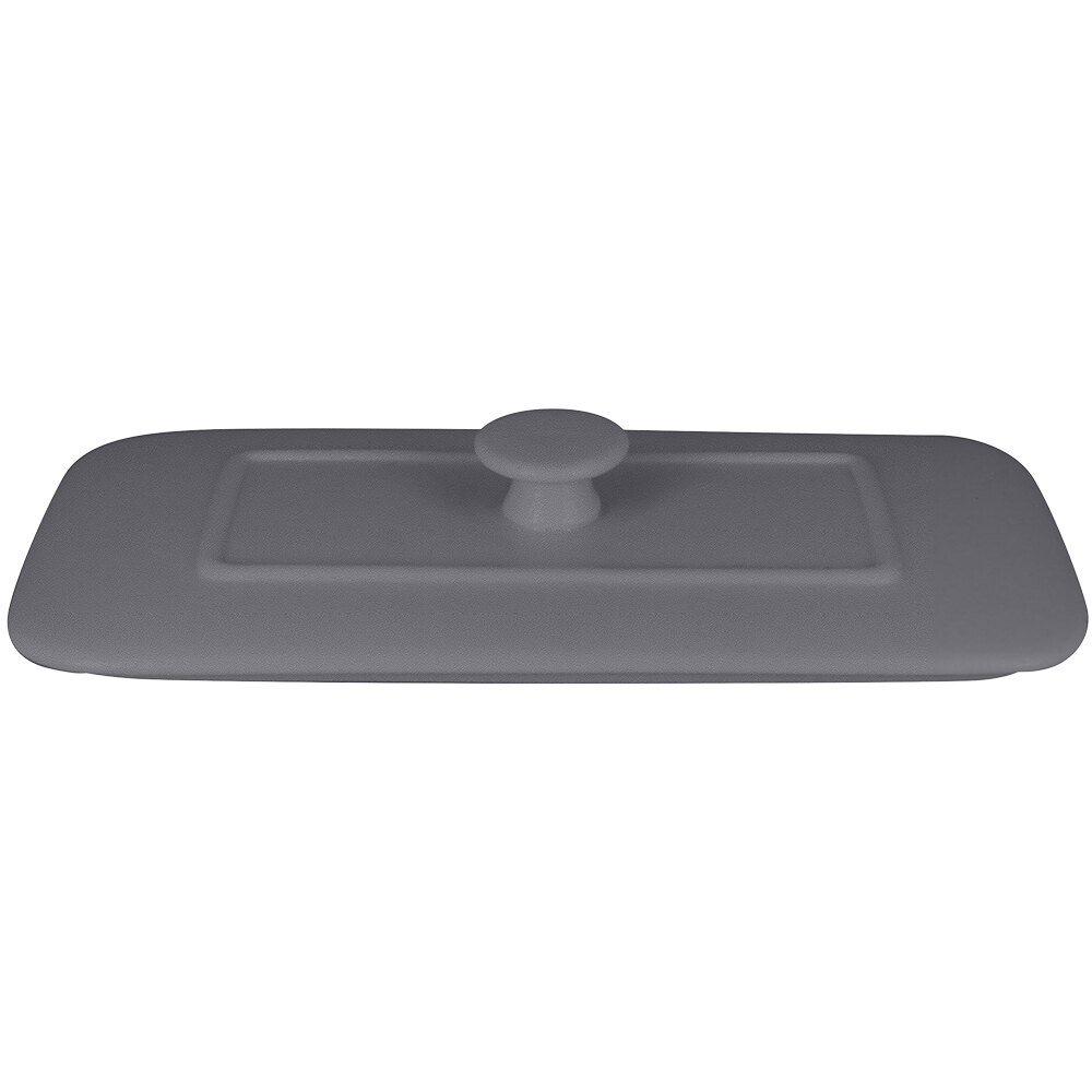 RAK Porcelain CFRT20GYLD Chef's Fusion 7 7/8" Stone Gray Rectangular Porcelain Tureen Lid - 3/Case