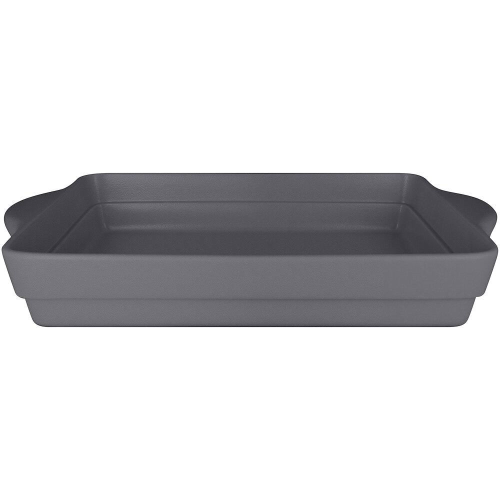 RAK Porcelain CFRT32GYBD Chef's Fusion 95.7 oz. Stone Gray Rectangular Porcelain Tureen - 3/Case