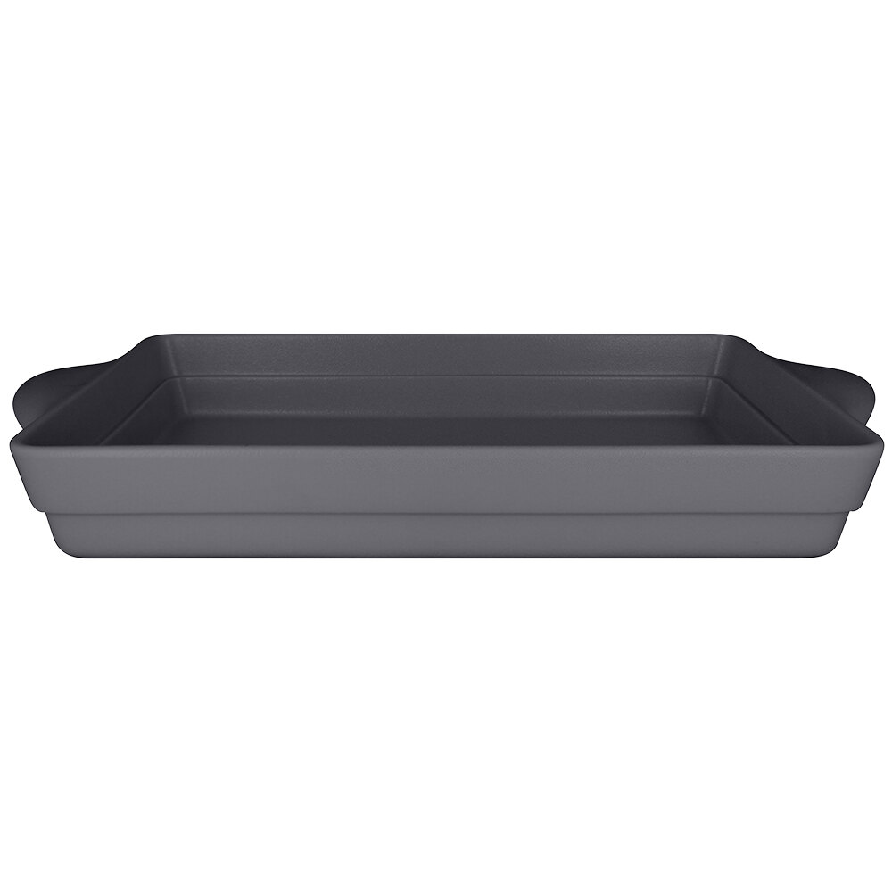 RAK Porcelain CFRT39GYBD Chef's Fusion 135.25 oz. Stone Gray Rectangular Porcelain Tureen - 3/Case