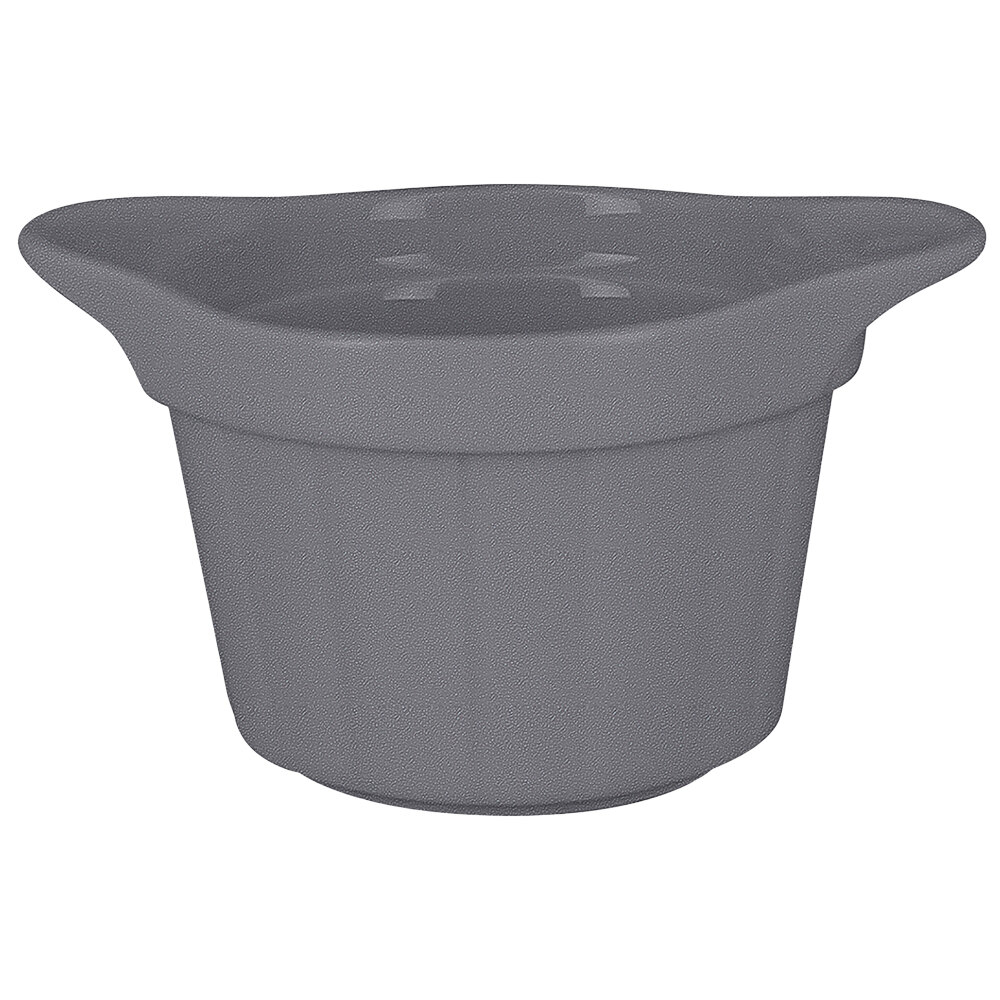 RAK Porcelain CFRM09GY Chef's Fusion 7 oz. Stone Gray Porcelain Ramekin with Grooves - 12/Case