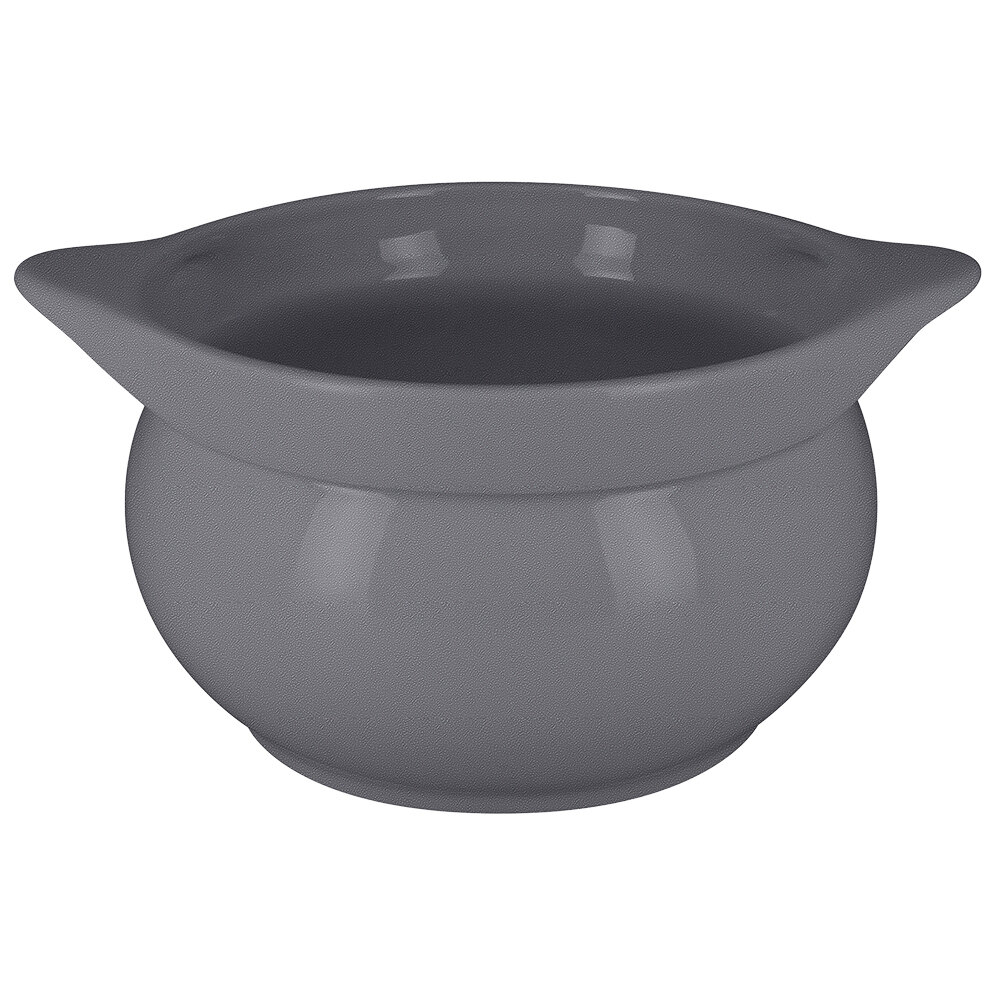 RAK Porcelain CFST15GYBD Chef's Fusion 38.9 oz. Stone Gray Round Porcelain Tureen - 2/Case