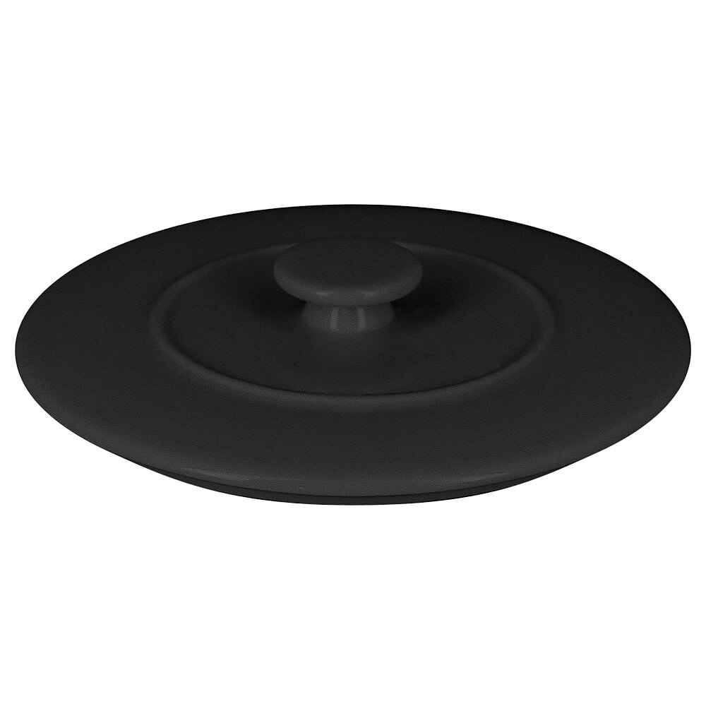RAK Porcelain CFST15BKLD Chef's Fusion 5 7/8" Volcano Black Round Porcelain Tureen Lid - 6/Case