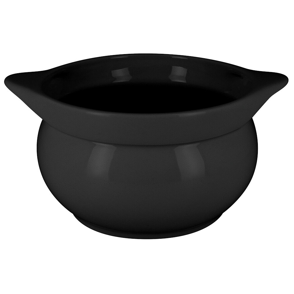 RAK Porcelain CFST15BKBD Chef's Fusion 38.9 oz. Volcano Black Round Porcelain Tureen - 2/Case