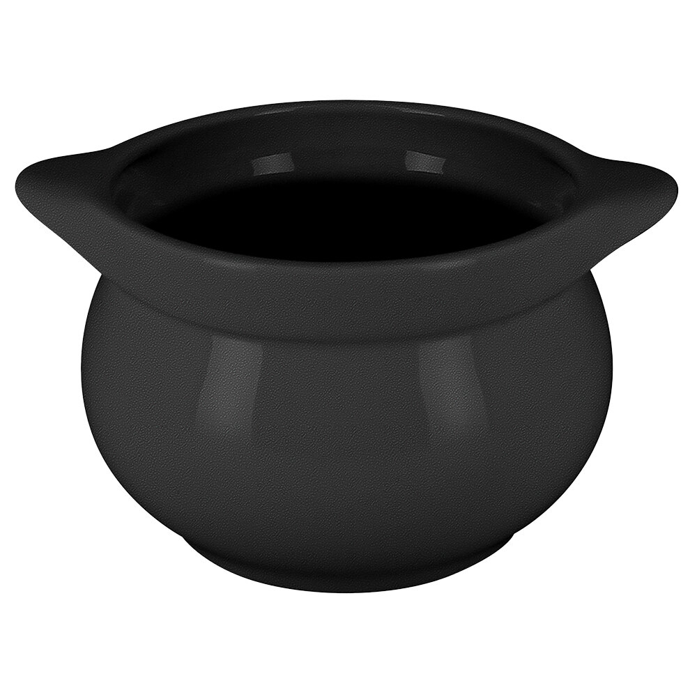 RAK Porcelain CFST10BKBD Chef's Fusion 15.2 oz. Volcano Black Round Porcelain Tureen - 2/Case