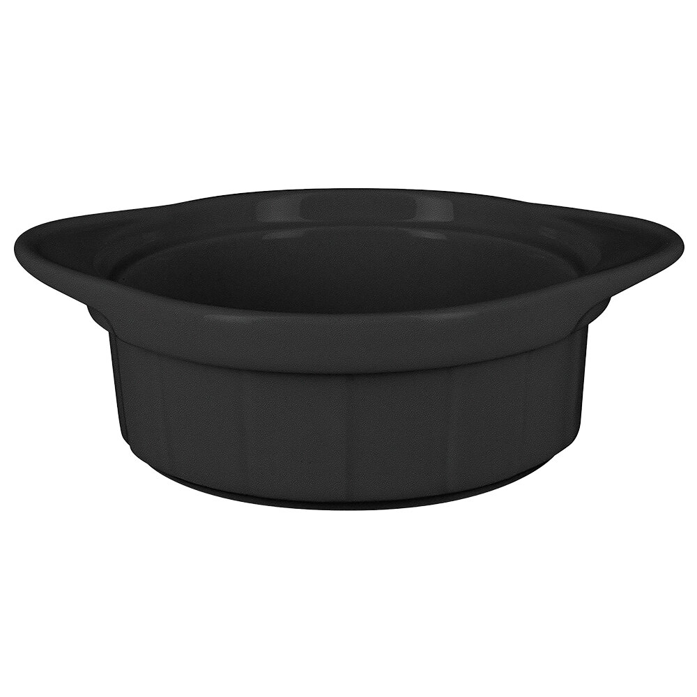 RAK Porcelain CFRM11BK Chef's Fusion 10.2 oz. Volcano Porcelain Ramekin with Grooves - 12/Case