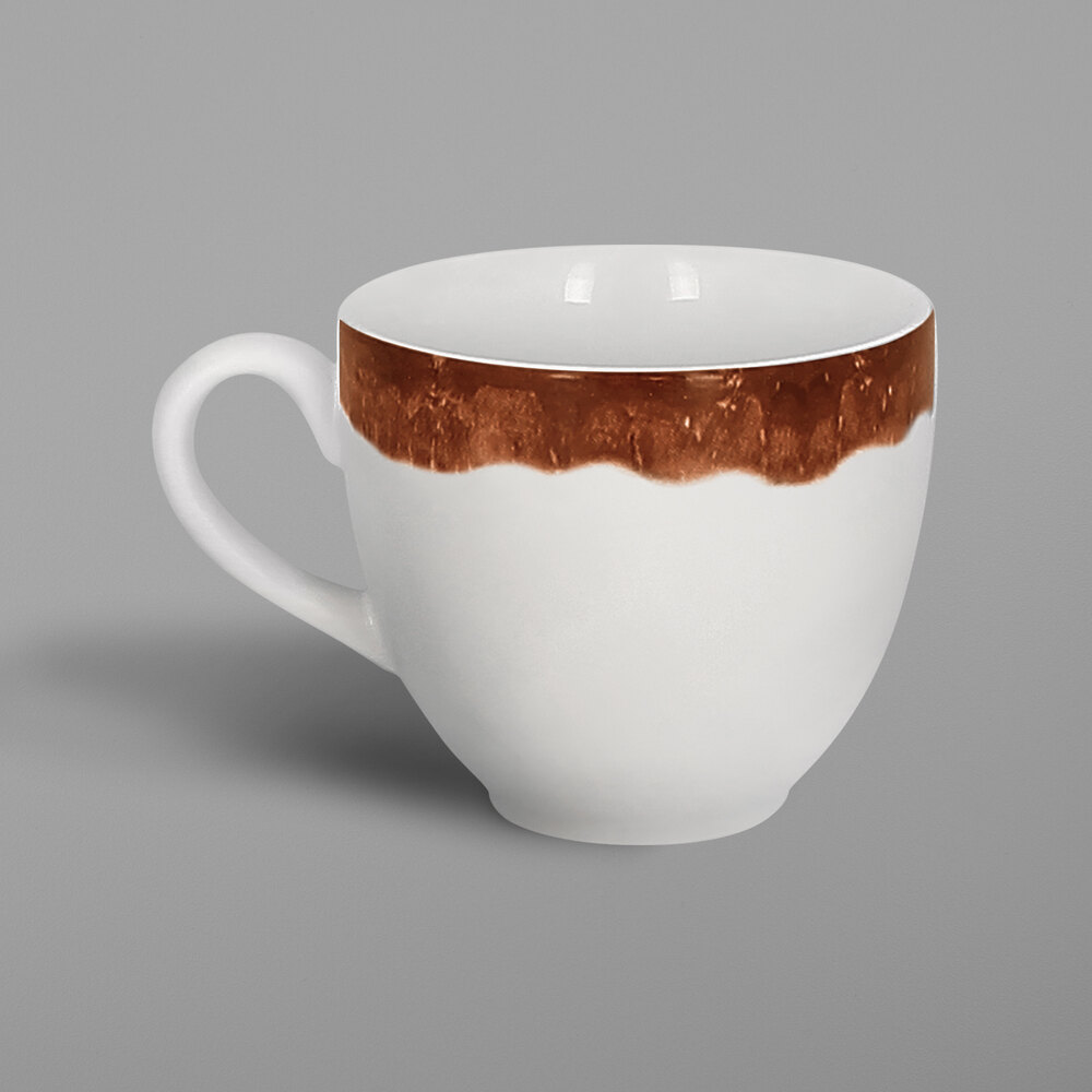 RAK Porcelain WDCLCU20TB Woodart 6.75 oz. Timber Brown Porcelain Coffee Cup - 12/Case