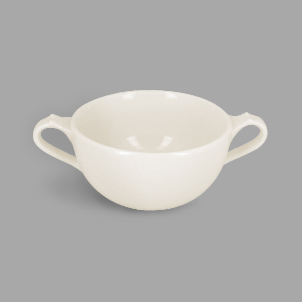 RAK Porcelain ANCS36 Anna 12.2 oz. Ivory Porcelain Soup Bowl with 2 Handles - 12/Case