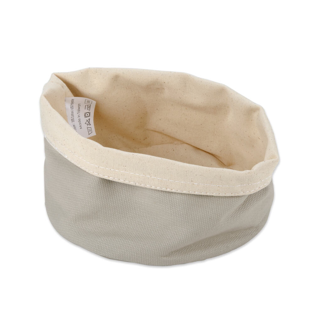 American Metalcraft TV3 6 3/4" Round Cream and Gray Canvas Bread Basket