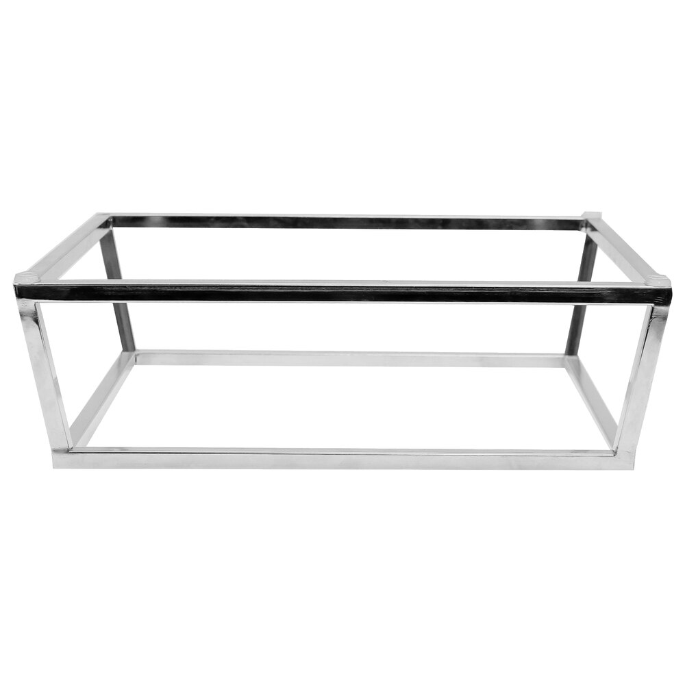 Tablecraft 21002 12 1/2" x 10 5/8" x 3 7/8" Stainless Steel Short Half Size Reversible Riser