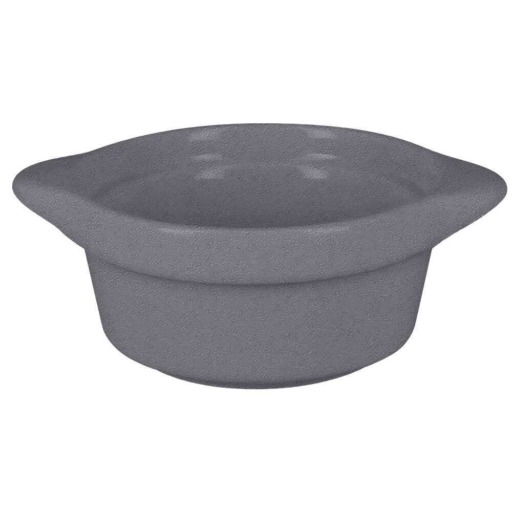 RAK Porcelain CFRD09GYBD Chef's Fusion 3.8 oz. Stone Gray Porcelain Mini Cocotte - 12/Case