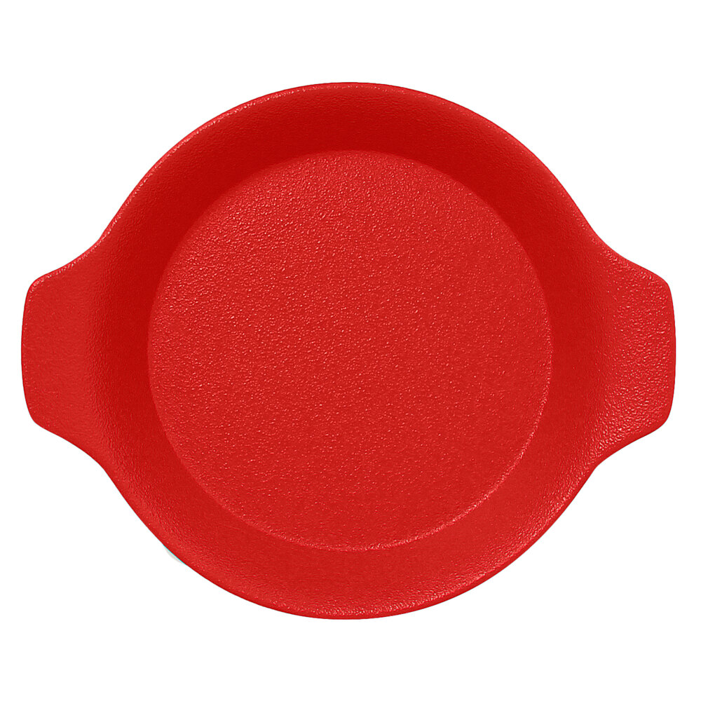 RAK Porcelain NFOPRD16BR Neo Fusion 8 7/16" x 7 1/8" Ember Red Porcelain Dish with Handles - 12/Case