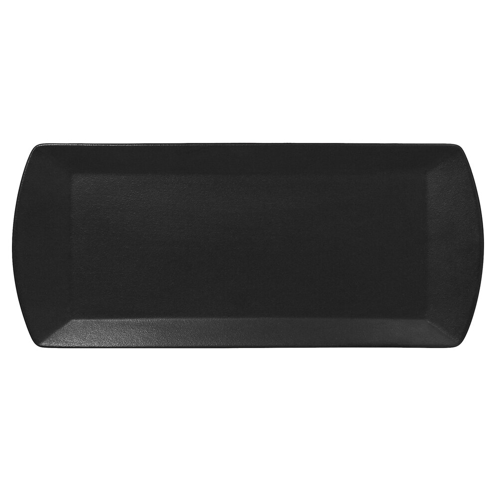 RAK Porcelain NFOPSP35BK Neo Fusion 13 13/16" x 5 7/8" Volcano Black Porcelain Sandwich Tray - 12/Case