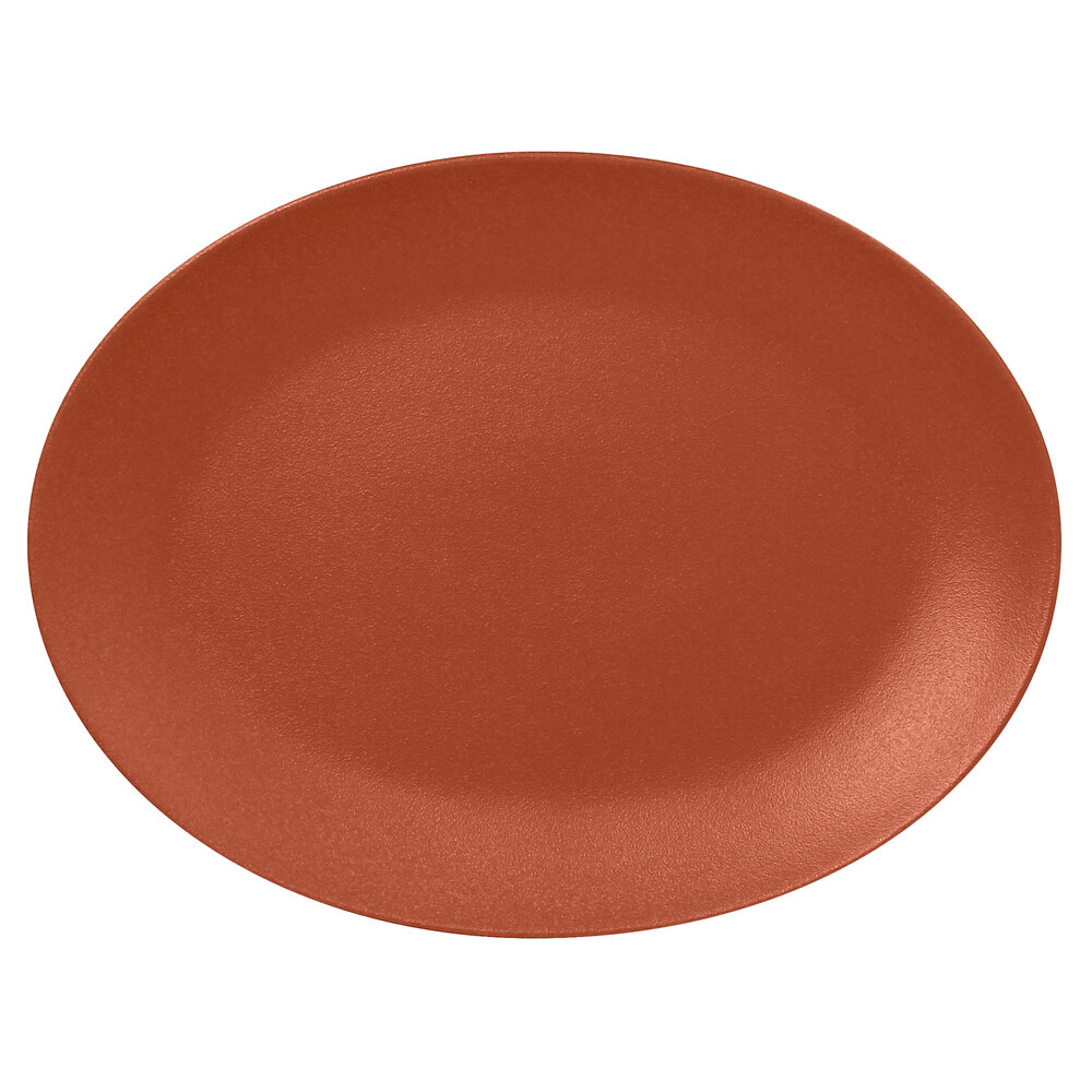 RAK Porcelain NFNNOP36BW Neo Fusion 14 3/16" x 10 5/8" Terra Brown Porcelain Oval Coupe Platter - 6/Case