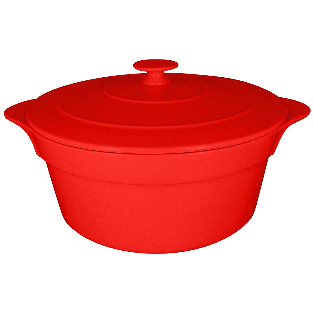 RAK Porcelain CFRD28BR Chef's Fusion 155.6 oz. Ember Red Round Porcelain Cocotte with Lid