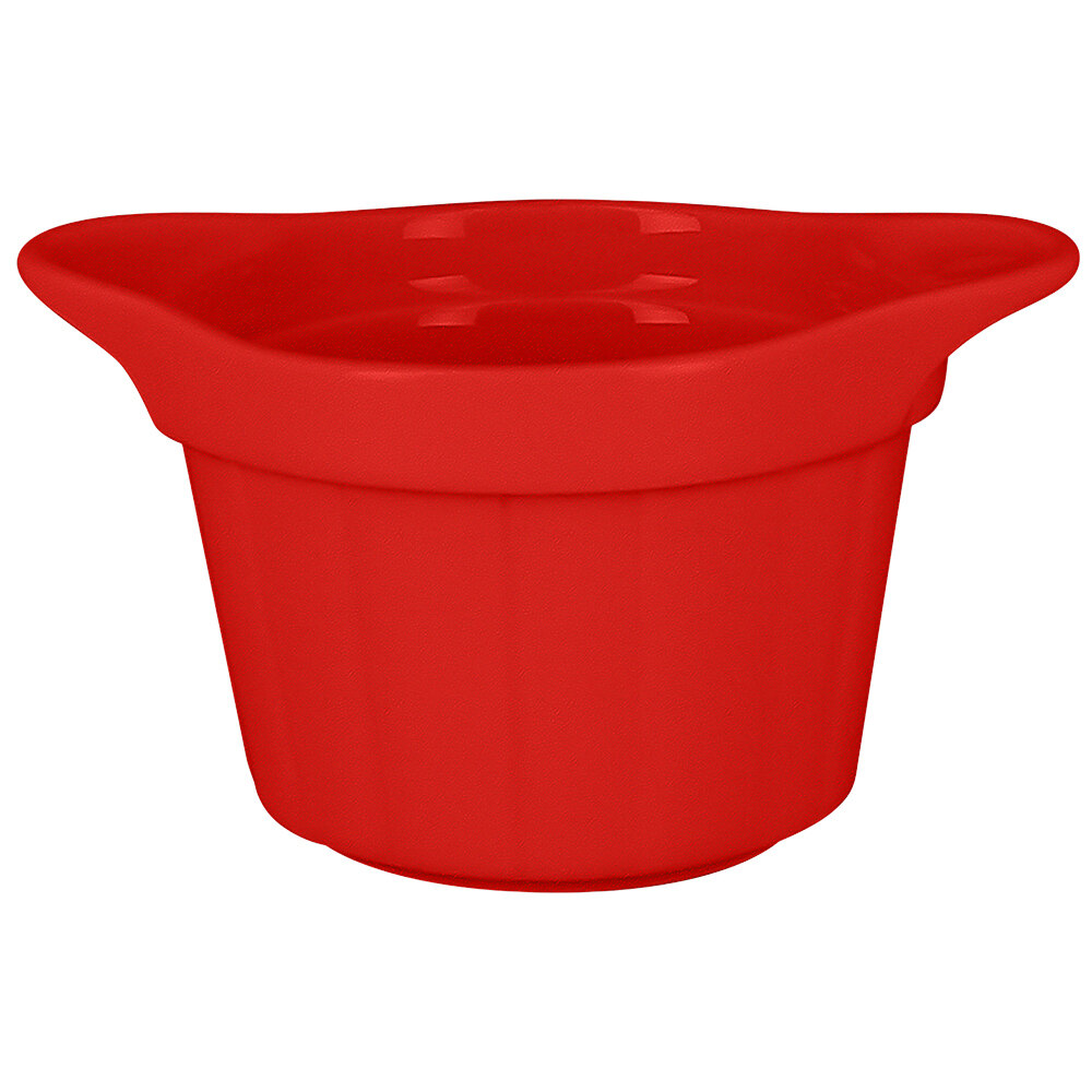 RAK Porcelain CFRM09BR Chef's Fusion 7 oz. Ember Red Porcelain Ramekin with Grooves - 12/Case