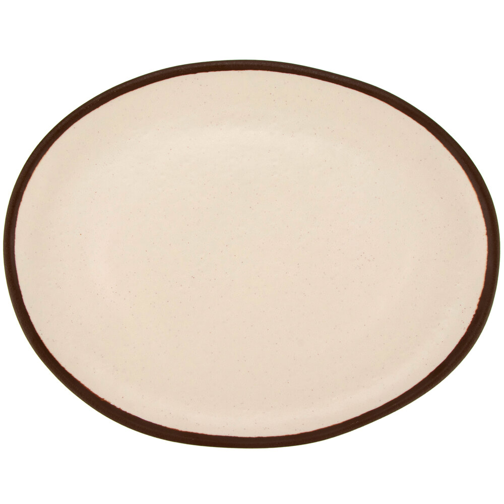 GET P-129-CRM Pottery Market 11 3/4" x 9 1/4" Matte Cream Melamine Platter - 12/Pack