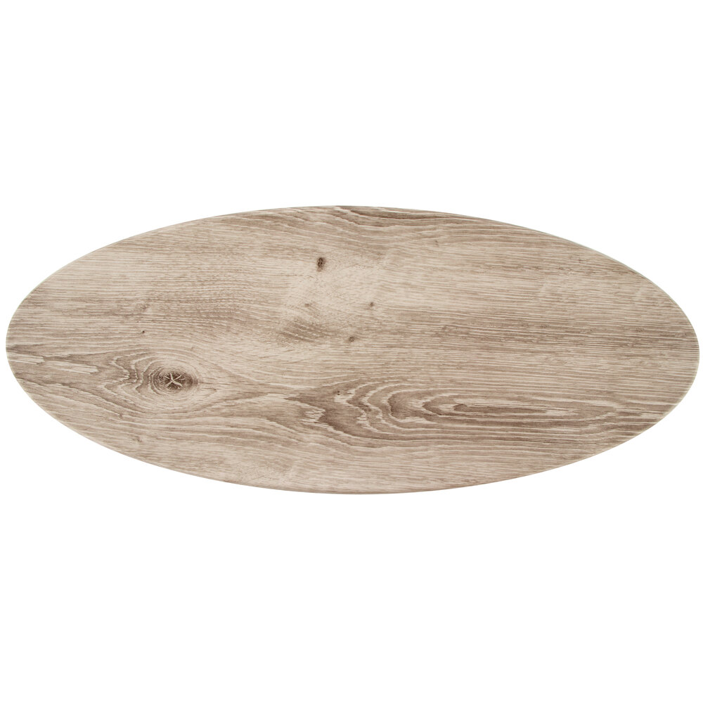 GET SB-2510-DRW Madison Avenue / Granville 25 1/2" x 10 1/4" Melamine Faux Drift Wood Surf Board Serving Platter - 3/Pack