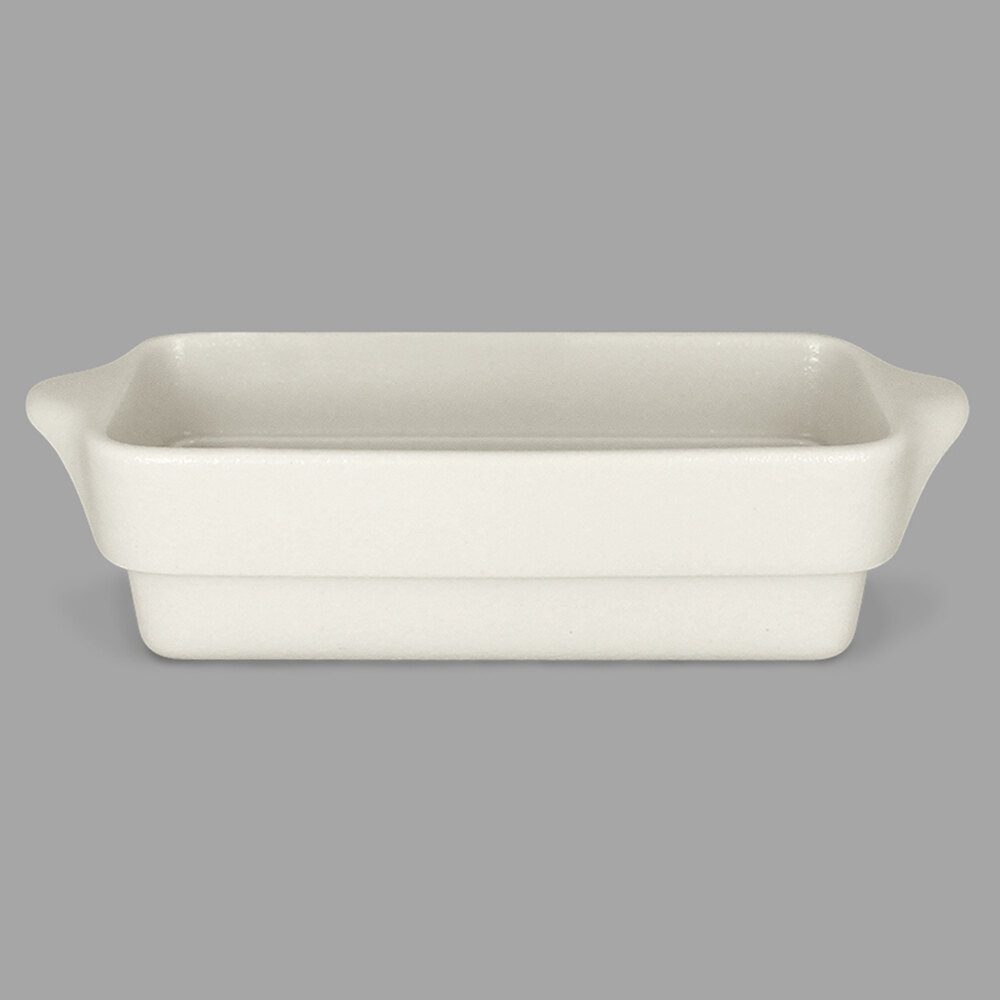 RAK Porcelain CFRT20WHBD Chef's Fusion 26.7 oz. Sand White Rectangular Porcelain Tureen - 3/Case