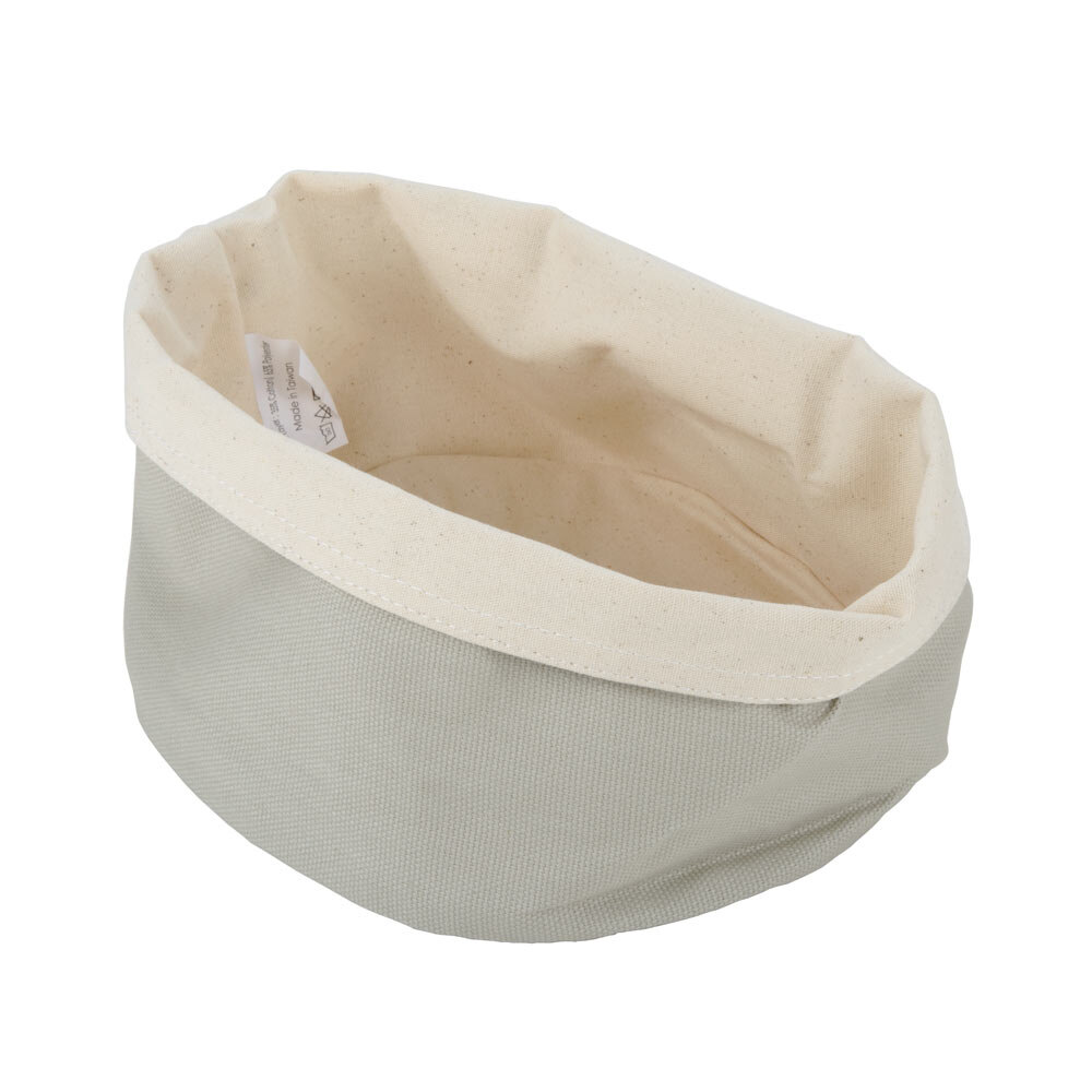 American Metalcraft TV4 7 1/2" Round Cream and Gray Canvas Bread Basket