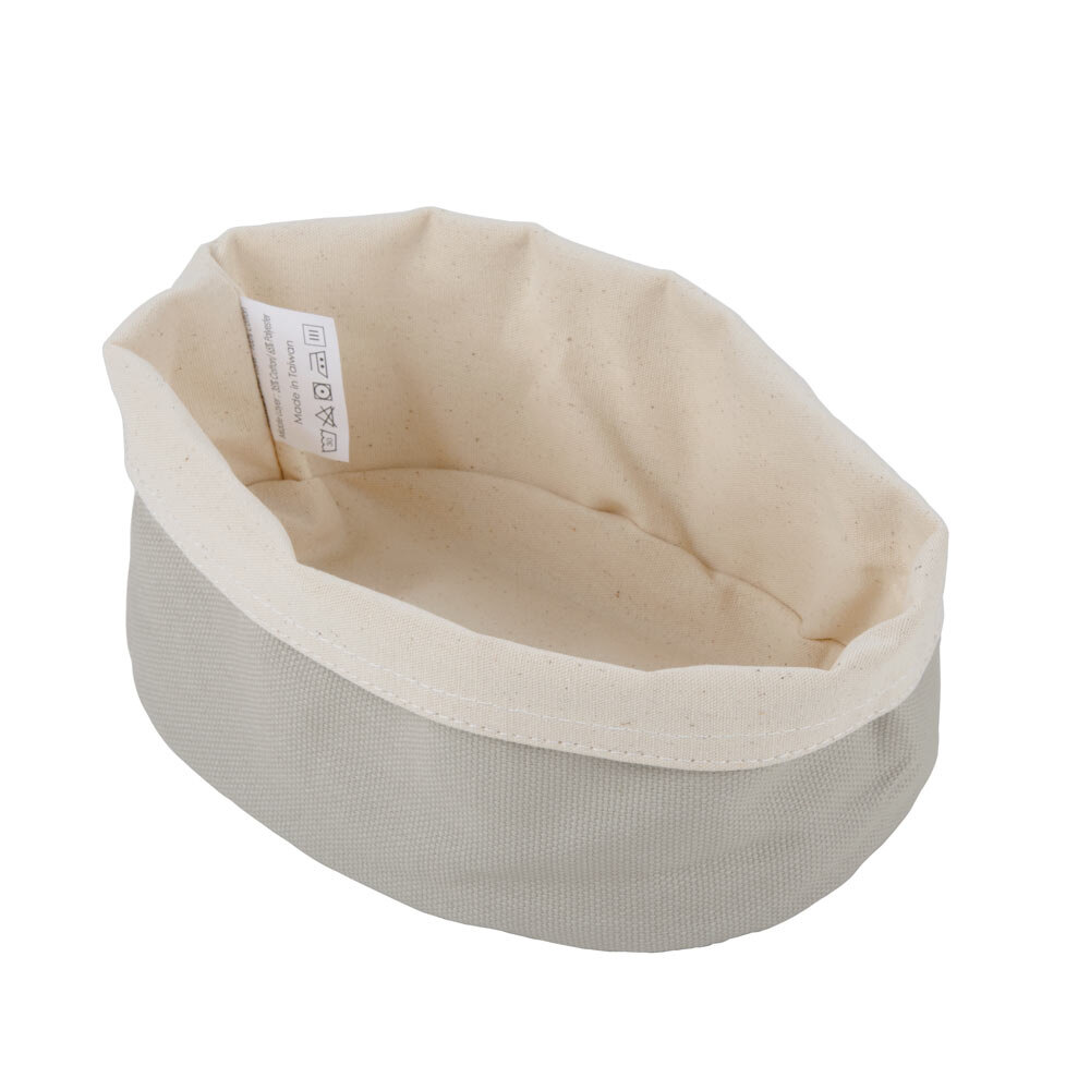 American Metalcraft TV6 7 7/8" Round Cream and Gray Canvas Bread Basket