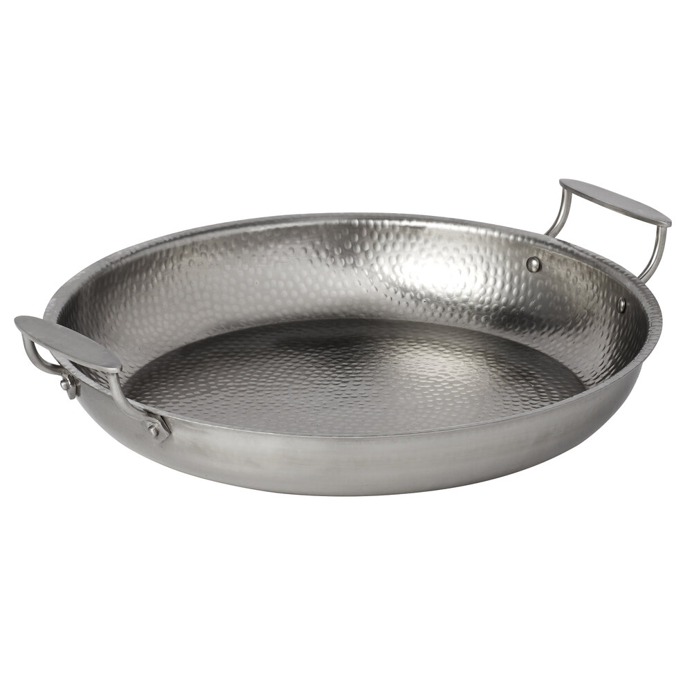 American Metalcraft THRD17 17" Round Hammered Stainless Steel Serving / Display Pan
