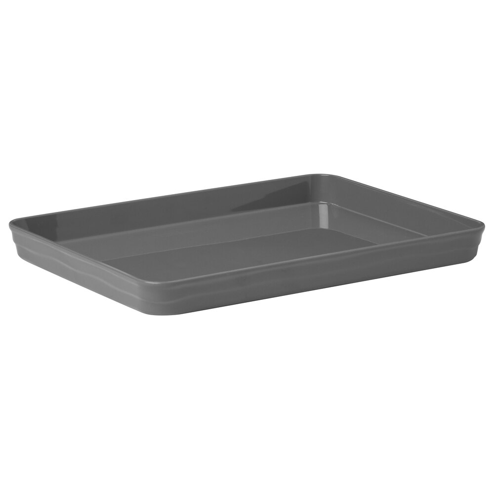 American Metalcraft BL11G Del Mar 11" x 8" Rectangular Gray Plastic Stackable Serving Tray / Lid