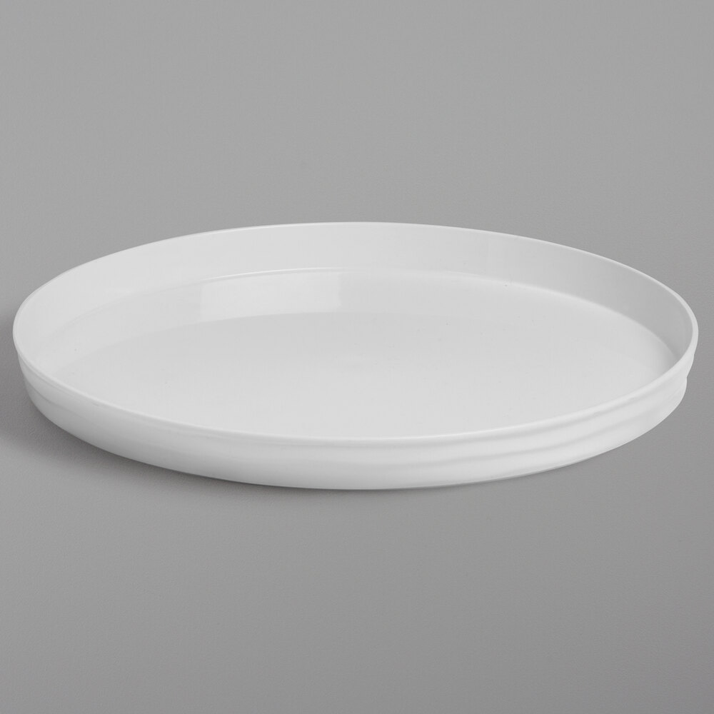 American Metalcraft BL12W Del Mar 12" Round White Plastic Stackable Serving Tray / Lid