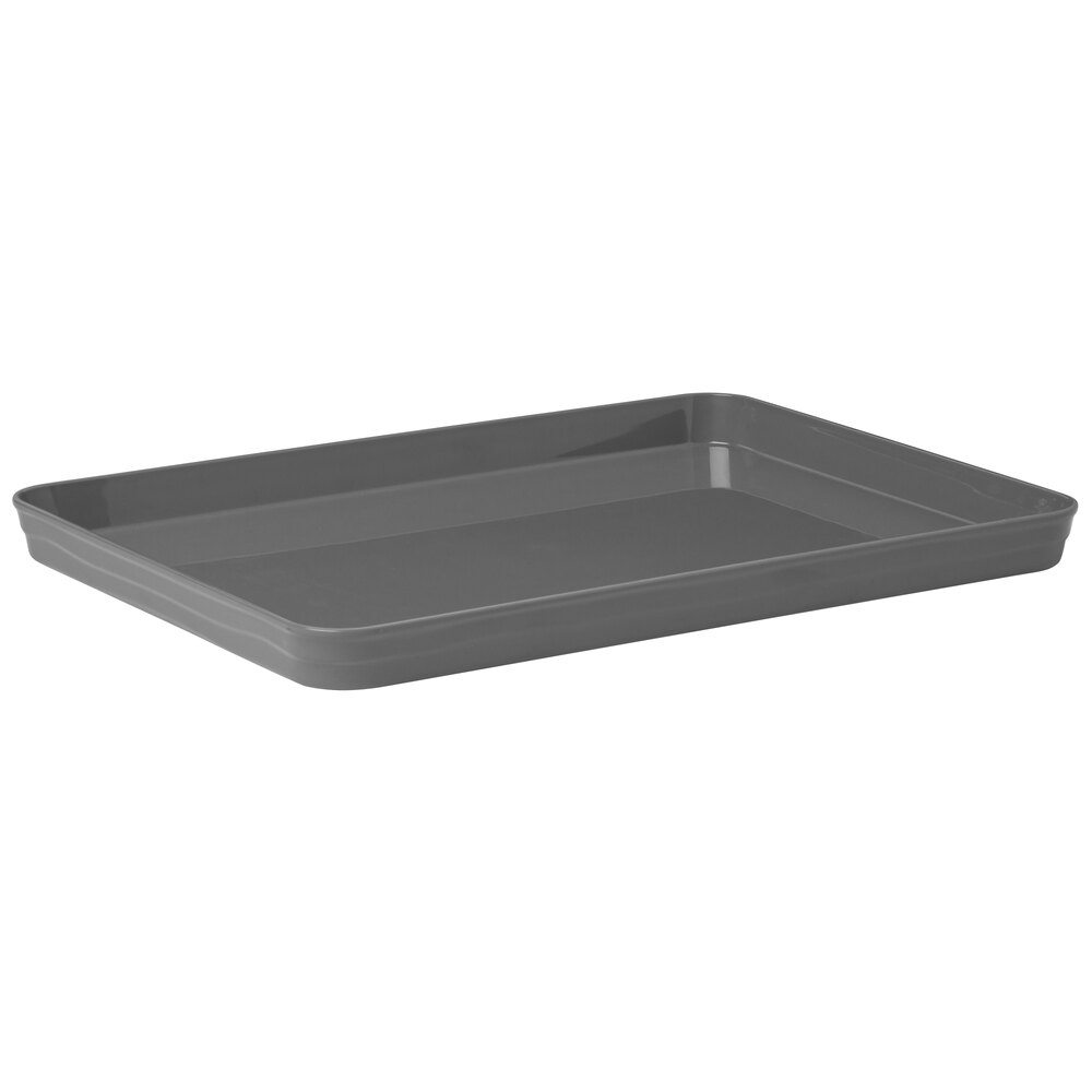American Metalcraft BL14G Del Mar 14" x 10" Rectangular Gray Plastic Stackable Serving Tray / Lid