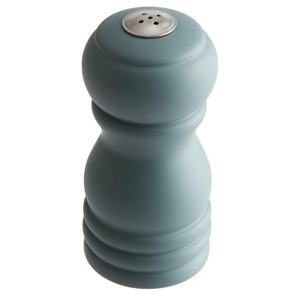 Acopa 4" Matte Steel Blue Wooden Salt Shaker