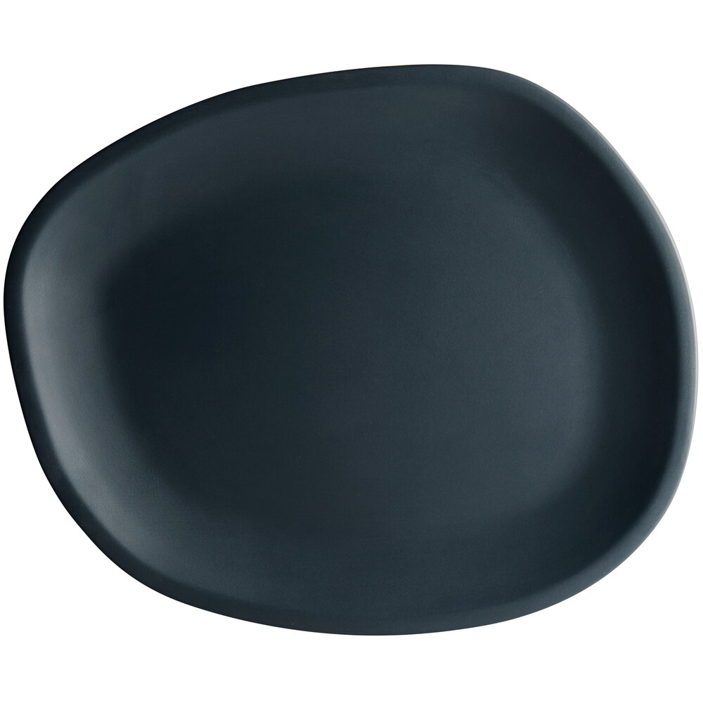 Carlisle 5310238 Ridge 13" Slate Melamine Oblong Platter - 6/Case