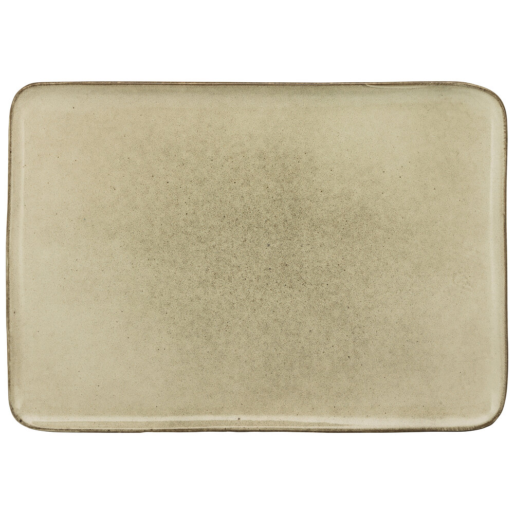 10 Strawberry Street FRZ-14-REC-BG Firenza 14" x 9 3/4" Beige Porcelain Rectangle Platter - 6/Case